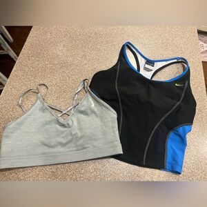 Nike Black and Green Sports Bras